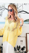Diamond Crochet Italian Pullover - Light Yellow-140 Sweaters-Germany-Coastal Bloom Boutique, find the trendiest versions of the popular styles and looks Located in Indialantic, FL
