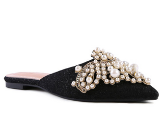 Elegant Pearl Bow Mules