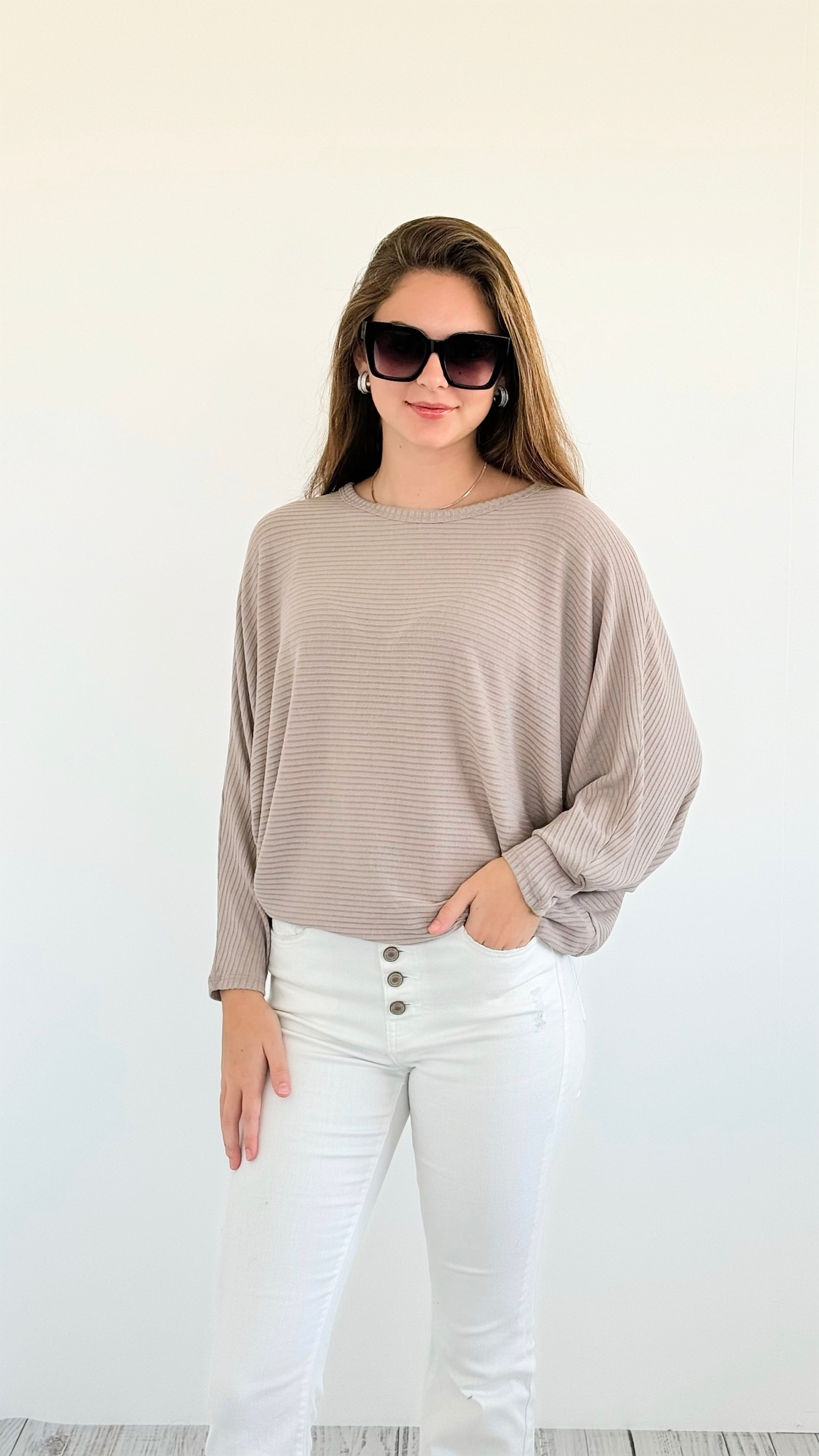 Everyday Essentials Ribbed Tee - Ash Mocha-130 Long Sleeve Tops-Zenana-Coastal Bloom Boutique, find the trendiest versions of the popular styles and looks Located in Indialantic, FL