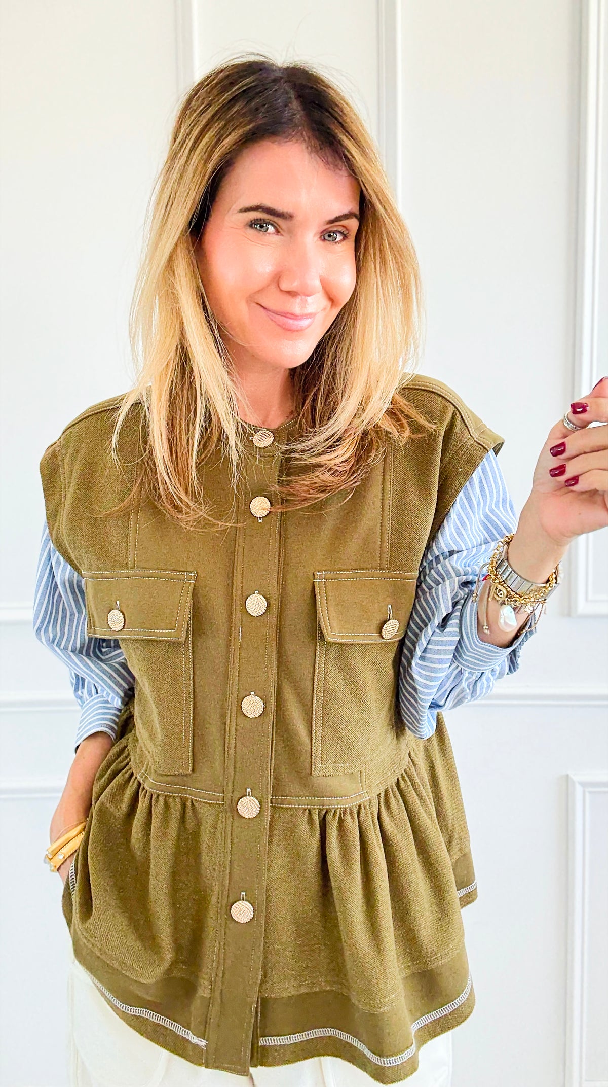 Stripe Contrast Top-130 Long Sleeve Set-sew in love-Coastal Bloom Boutique, find the trendiest versions of the popular styles and looks Located in Indialantic, FL