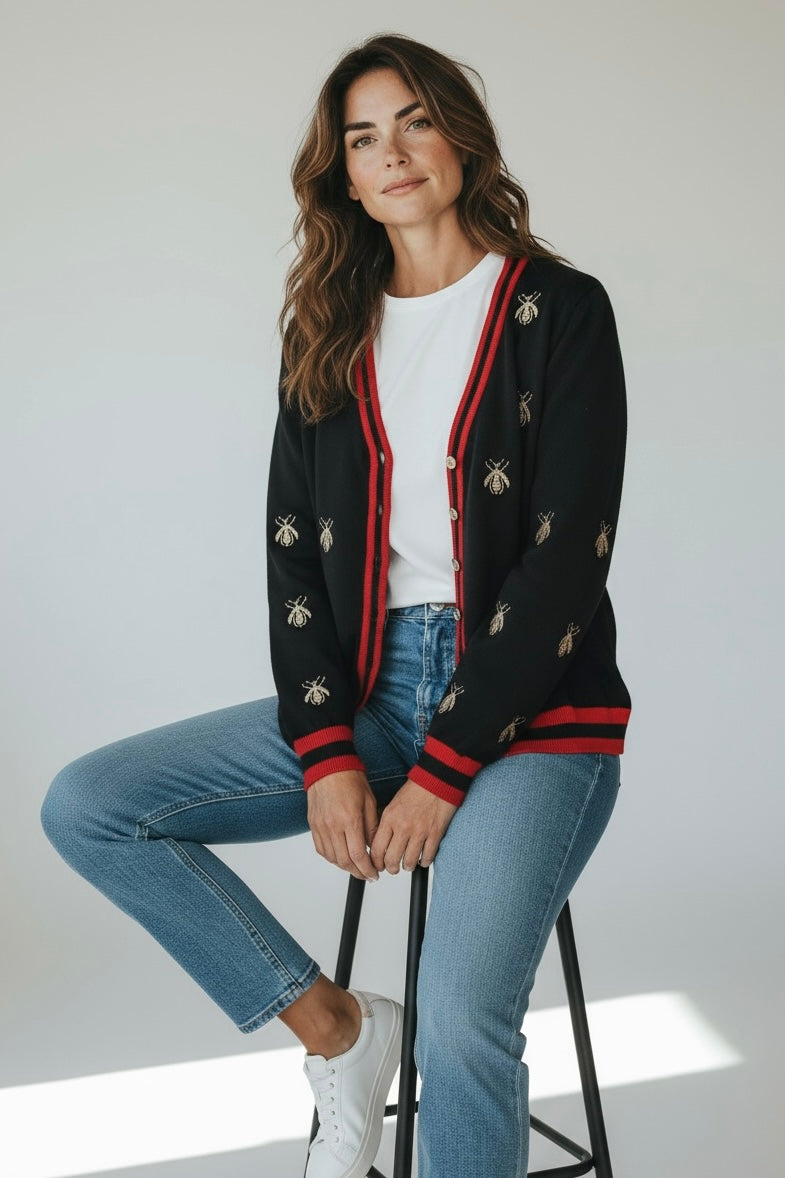 Regal Bee Knit Cardigan-150 Cardigans/Layers-Chasing Bandits-Coastal Bloom Boutique, find the trendiest versions of the popular styles and looks Located in Indialantic, FL