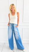 Cloud Wash Pull-On Wide-Leg Pants-170 Bottoms-American Bazi-Coastal Bloom Boutique, find the trendiest versions of the popular styles and looks Located in Indialantic, FL
