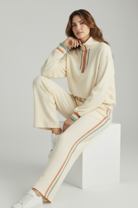 Retro Track Stripe Pant Set - Cream-210 Loungewear/Sets-JODIFL-Coastal Bloom Boutique, find the trendiest versions of the popular styles and looks Located in Indialantic, FL