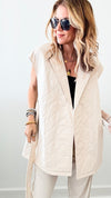 Quilted Wrap Vest - Cream-160 Jackets-Before You-Coastal Bloom Boutique, find the trendiest versions of the popular styles and looks Located in Indialantic, FL