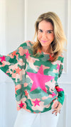 Star Camo Italian St Tropez Knit-140 Sweaters-Italianissimo-Coastal Bloom Boutique, find the trendiest versions of the popular styles and looks Located in Indialantic, FL