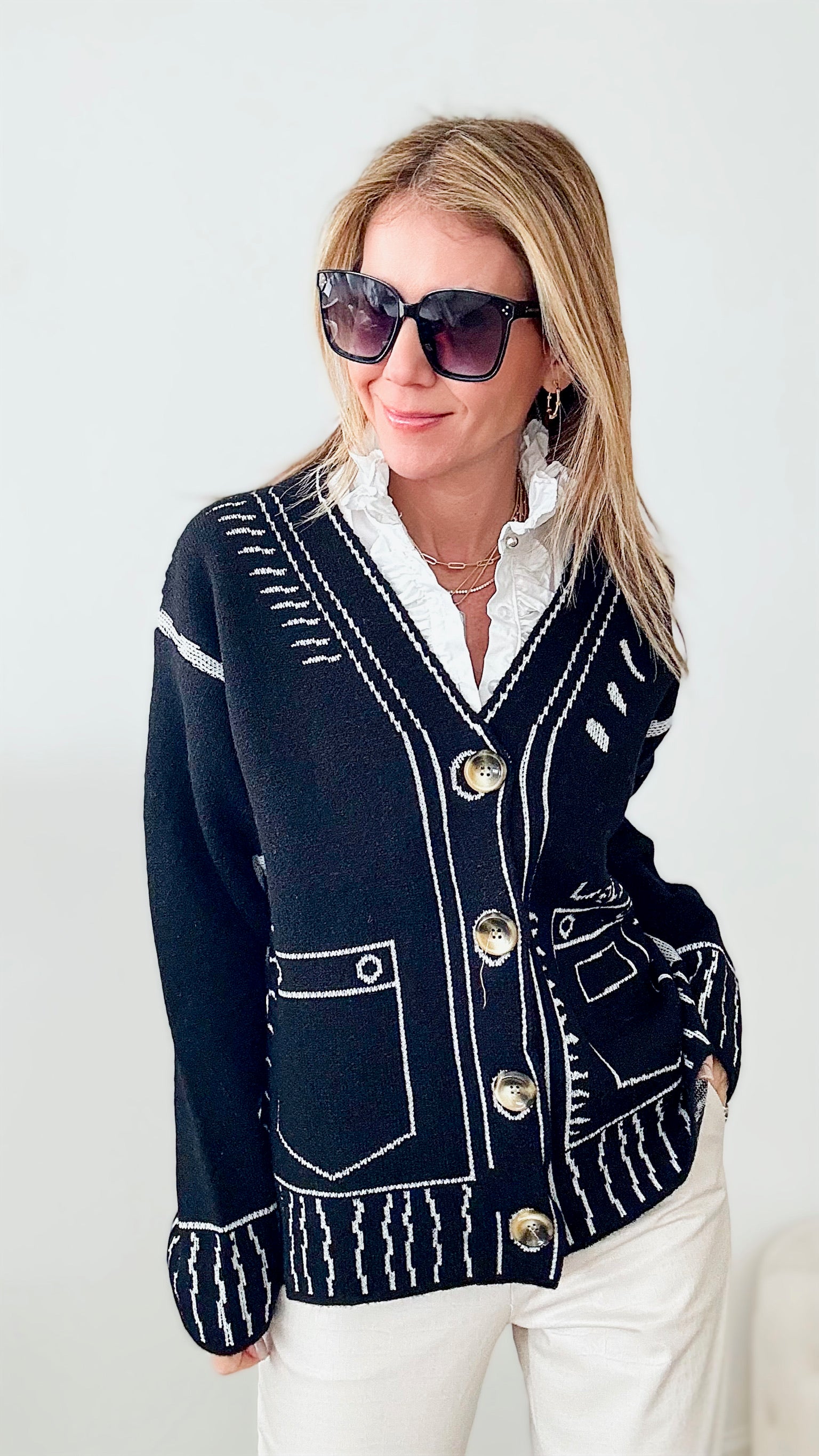 Real Deal Graffiti Cardigan - Black-150 Cardigan Layers-Chasing Bandits-Coastal Bloom Boutique, find the trendiest versions of the popular styles and looks Located in Indialantic, FL