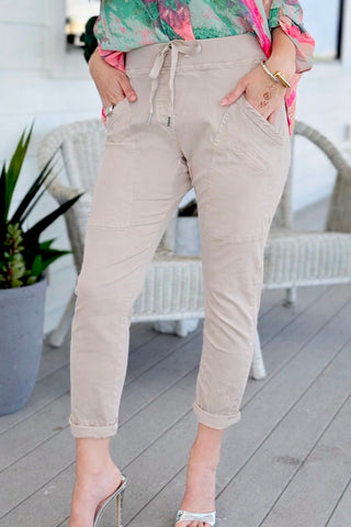 Casual Structure Utility Joggers Pant- Beige