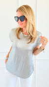 Glow Getter Cap Sleeve Top - Silver-110 Short Sleeve Tops-JODIFL-Coastal Bloom Boutique, find the trendiest versions of the popular styles and looks Located in Indialantic, FL