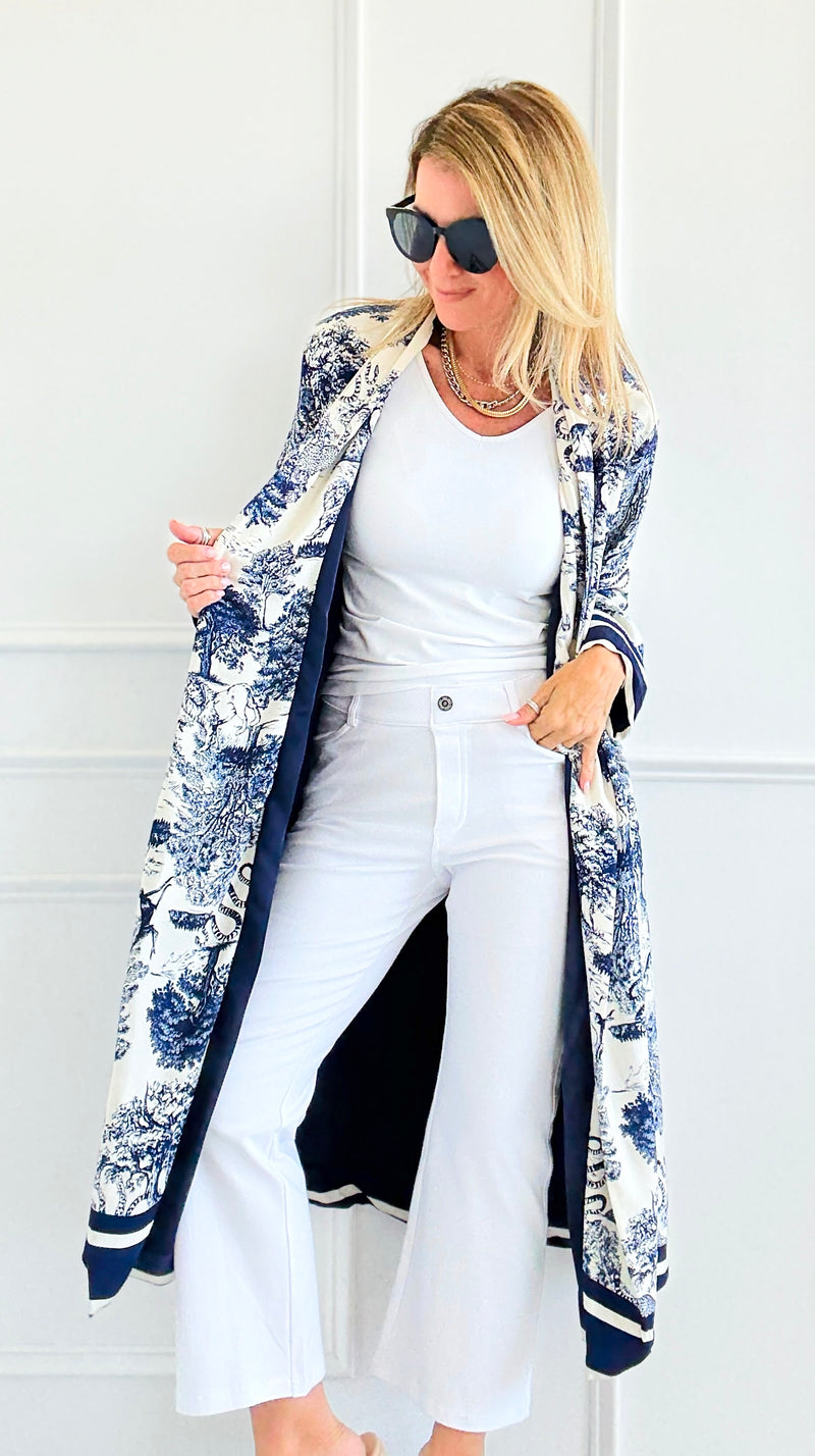 Adorable Italian Long Jacket- Navy-160 Jackets-K2-Coastal Bloom Boutique, find the trendiest versions of the popular styles and looks Located in Indialantic, FL