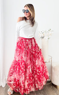 Floral Mesh Double Layers Maxi Skirt-170 Bottoms-INA-Coastal Bloom Boutique, find the trendiest versions of the popular styles and looks Located in Indialantic, FL