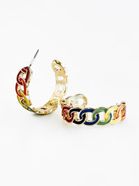 Colorful Link Open Earrings-230 Jewelry-joia-Coastal Bloom Boutique, find the trendiest versions of the popular styles and looks Located in Indialantic, FL