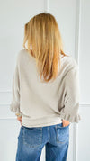 Soft Frills Italian Sweater- Ecru-140 Sweaters-Italianissimo-Coastal Bloom Boutique, find the trendiest versions of the popular styles and looks Located in Indialantic, FL