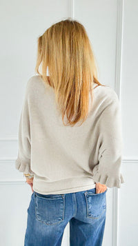 Soft Frills Italian Sweater- Ecru-140 Sweaters-Italianissimo-Coastal Bloom Boutique, find the trendiest versions of the popular styles and looks Located in Indialantic, FL