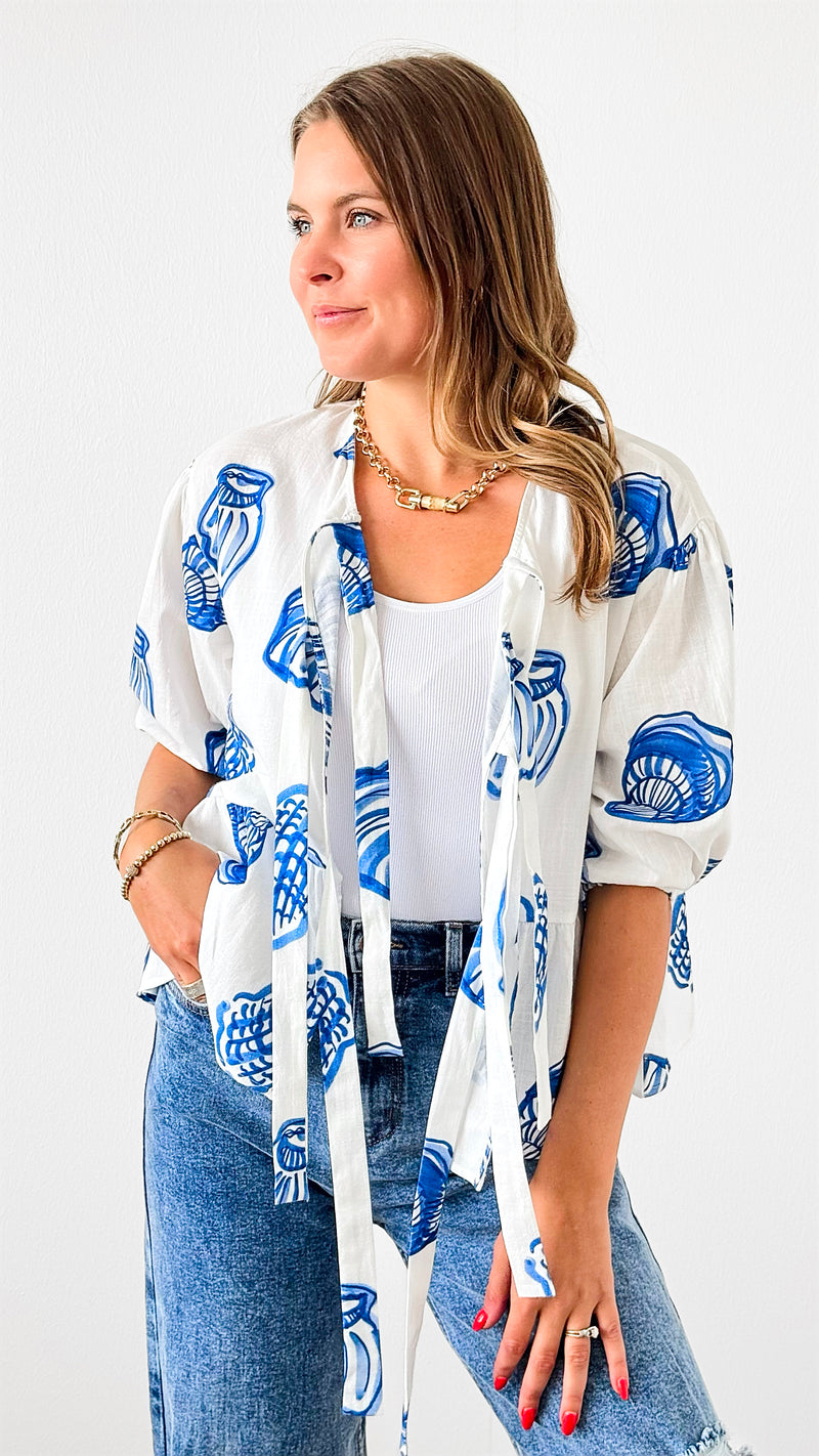 Seashell Elegance Tie Peplum Top-150 Cardigans/Layers-Bailey Rose-Coastal Bloom Boutique, find the trendiest versions of the popular styles and looks Located in Indialantic, FL