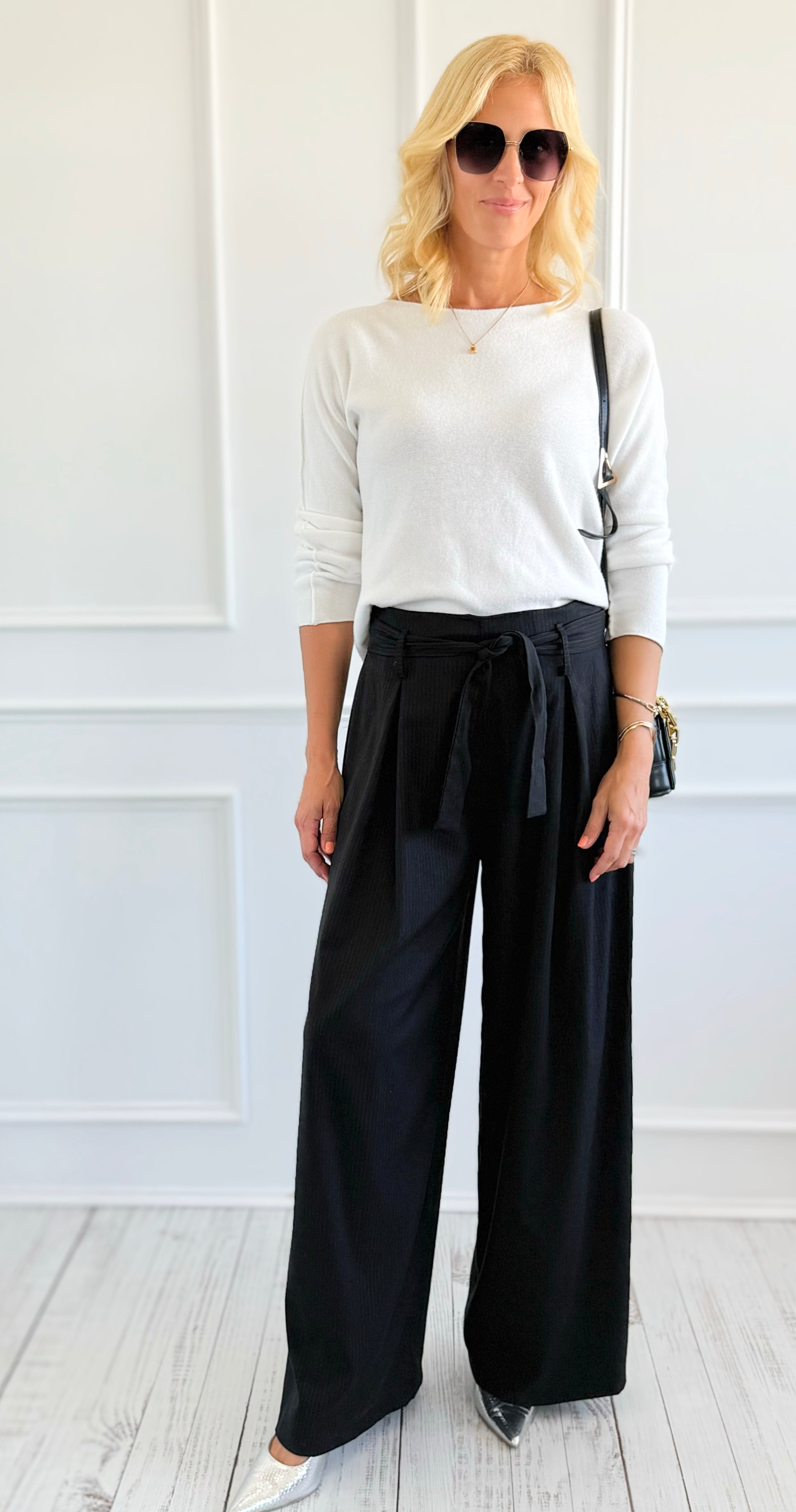 Elegance Pinstripe Italian Pant-100 Pants-AZUL MONACO-Coastal Bloom Boutique, find the trendiest versions of the popular styles and looks Located in Indialantic, FL