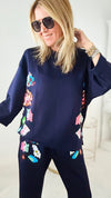 Pop of Color Navy Scuba Top-130 Long Sleeve Tops-Joh Apparel-Coastal Bloom Boutique, find the trendiest versions of the popular styles and looks Located in Indialantic, FL