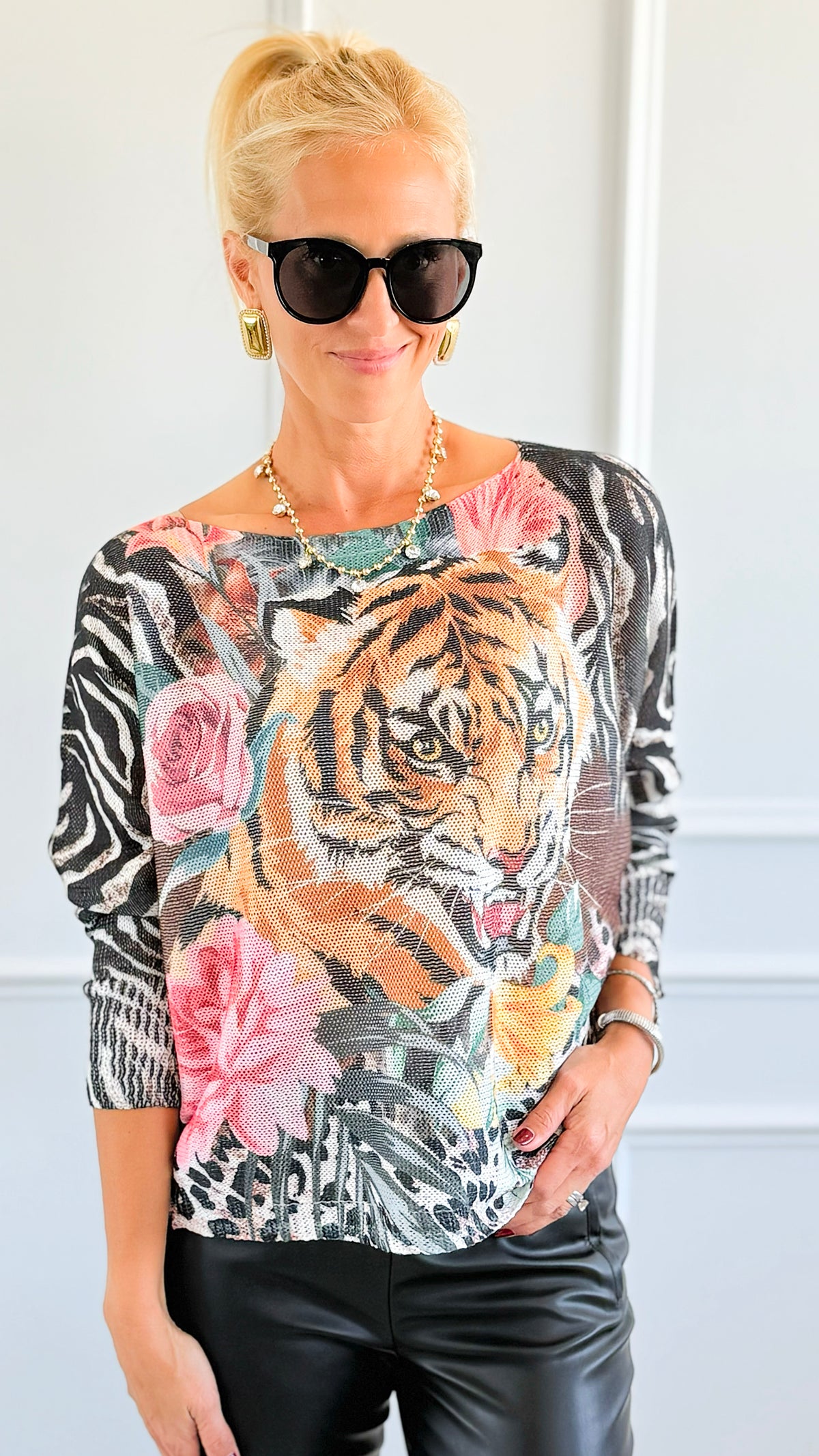 Roar In Bloom Italian St Tropez Sweater-140 Sweaters-SORPRESA-Coastal Bloom Boutique, find the trendiest versions of the popular styles and looks Located in Indialantic, FL