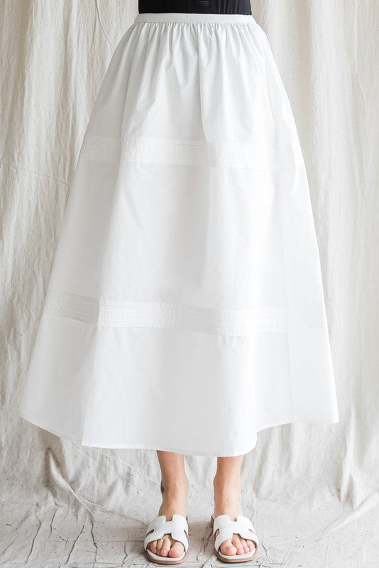 Dusk Midi Skirt - White-170 Bottoms-JODIFL-Coastal Bloom Boutique, find the trendiest versions of the popular styles and looks Located in Indialantic, FL