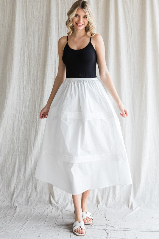 Dusk Midi Skirt - White-170 Bottoms-JODIFL-Coastal Bloom Boutique, find the trendiest versions of the popular styles and looks Located in Indialantic, FL