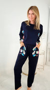 Pop of Color Navy Scuba Pants-170 Bottoms-Joh Apparel-Coastal Bloom Boutique, find the trendiest versions of the popular styles and looks Located in Indialantic, FL