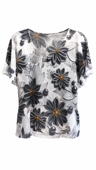 Midnight Bloom V- Neck Monaco Italian Top