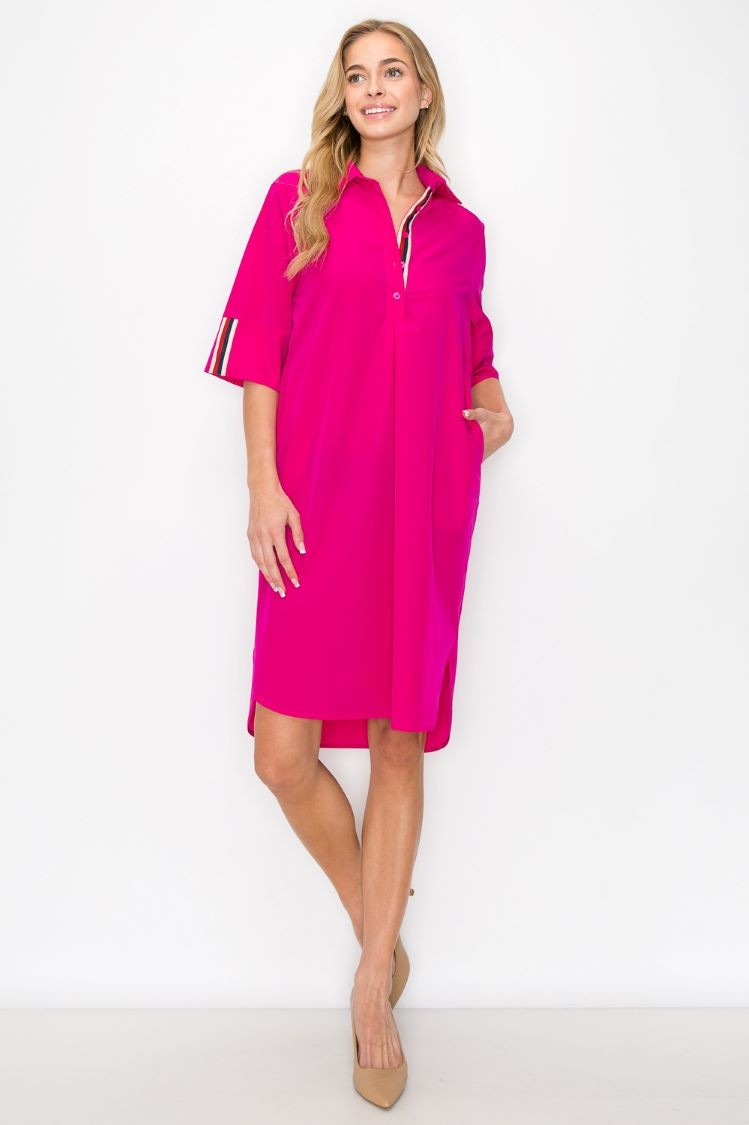 Wendi Elegant Tunic Dress - Fuchsia-200 Dresses/Jumpsuits/Rompers-Joh Apparel-Coastal Bloom Boutique, find the trendiest versions of the popular styles and looks Located in Indialantic, FL