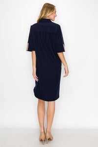 Wendi Elegant Tunic Dress - Navy-200 Dresses/Jumpsuits/Rompers-Joh Apparel-Coastal Bloom Boutique, find the trendiest versions of the popular styles and looks Located in Indialantic, FL