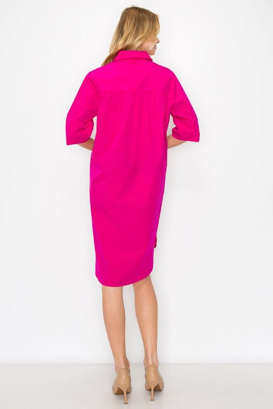 Wendi Elegant Tunic Dress - Fuchsia-200 Dresses/Jumpsuits/Rompers-Joh Apparel-Coastal Bloom Boutique, find the trendiest versions of the popular styles and looks Located in Indialantic, FL