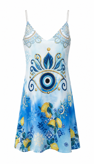Blue Skies & Limoncello Italian Sleeveless Dress