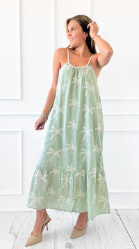 Sunset Palms Braided Strap Maxi Dress - Sage-200 Dresses/Jumpsuits/Rompers-VERY J-Coastal Bloom Boutique, find the trendiest versions of the popular styles and looks Located in Indialantic, FL