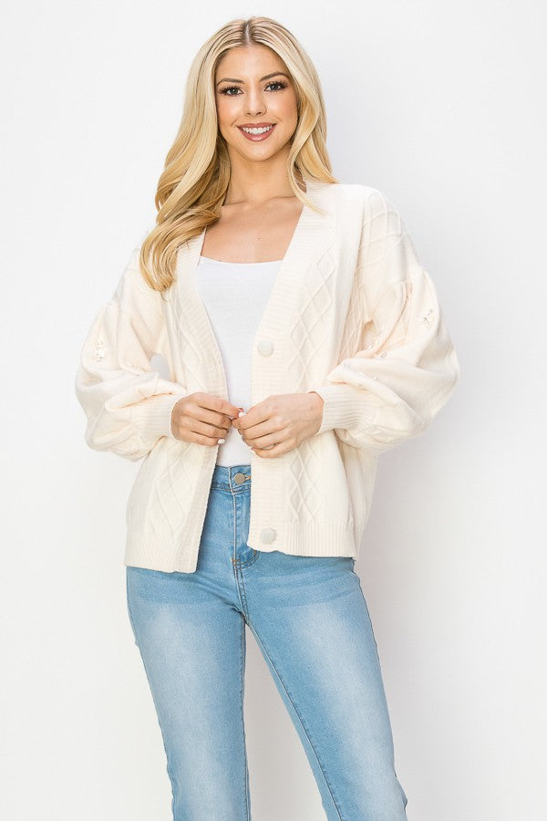 Snowlit Sparkle Cozy Cardigan - Cream-JOH-150 Cardigans/Layers-Joh Apparel-Coastal Bloom Boutique, find the trendiest versions of the popular styles and looks Located in Indialantic, FL