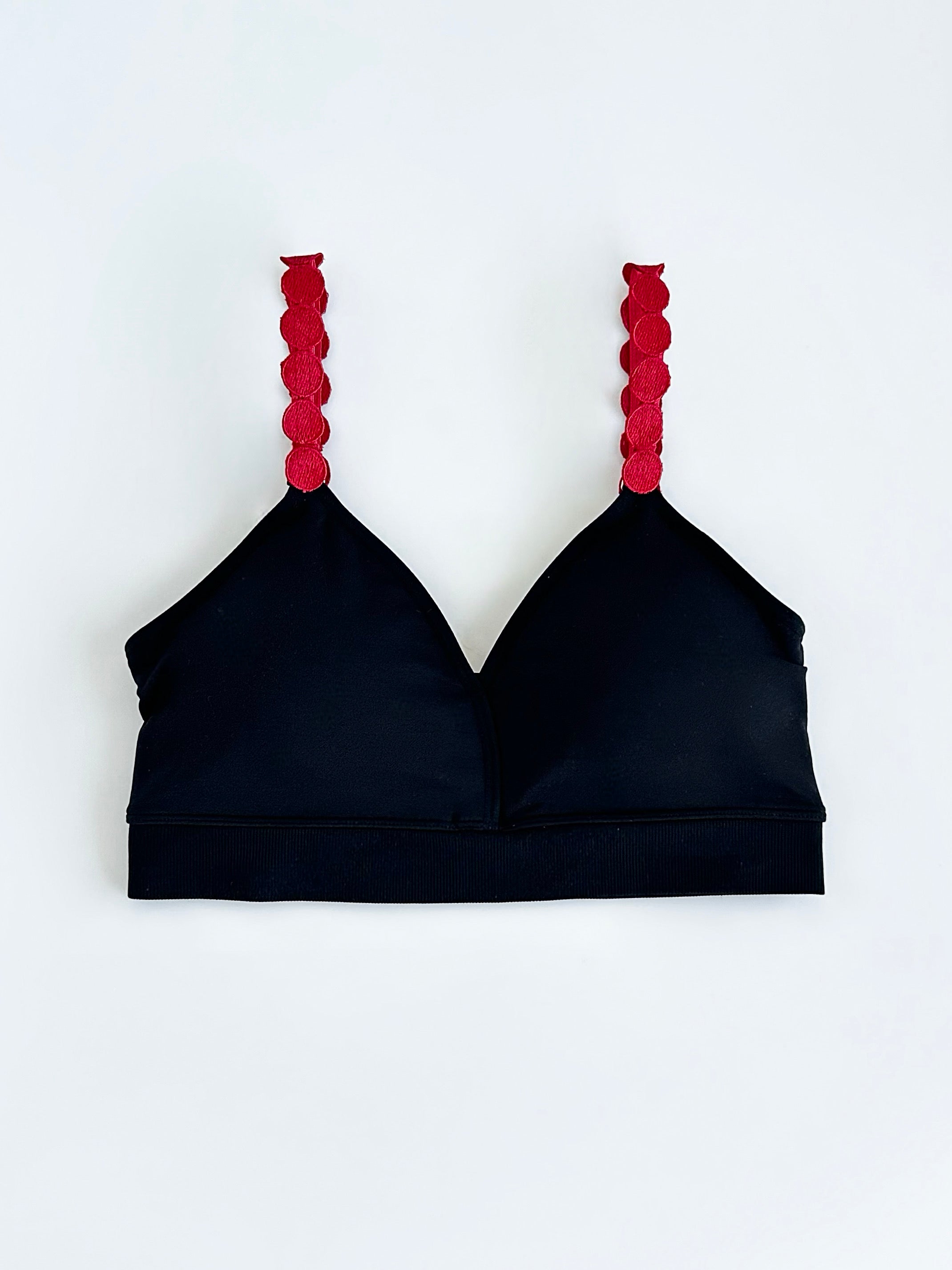 Strap Red Situation Bra Black - Red Circles Plunge-220 Intimates-Strap-its-Coastal Bloom Boutique, find the trendiest versions of the popular styles and looks Located in Indialantic, FL