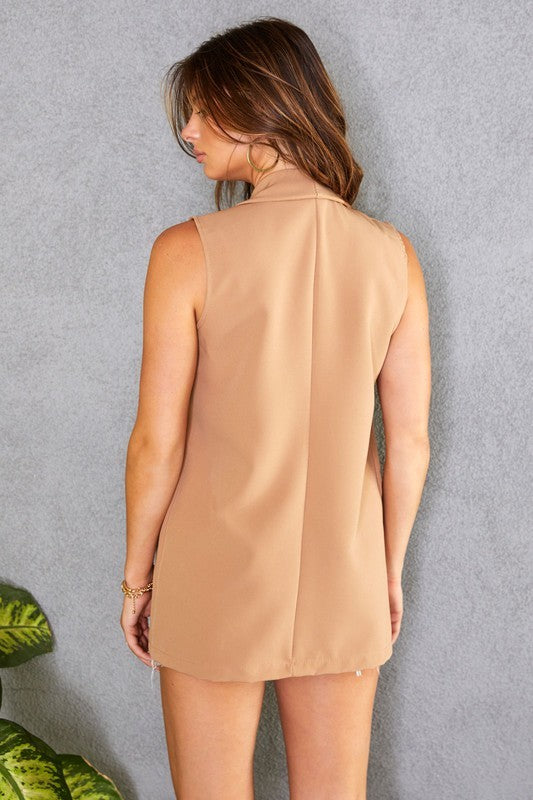 Shawl Collar Vest - Nude-100 Sleeveless Tops-Venti6 Outlet-Coastal Bloom Boutique, find the trendiest versions of the popular styles and looks Located in Indialantic, FL