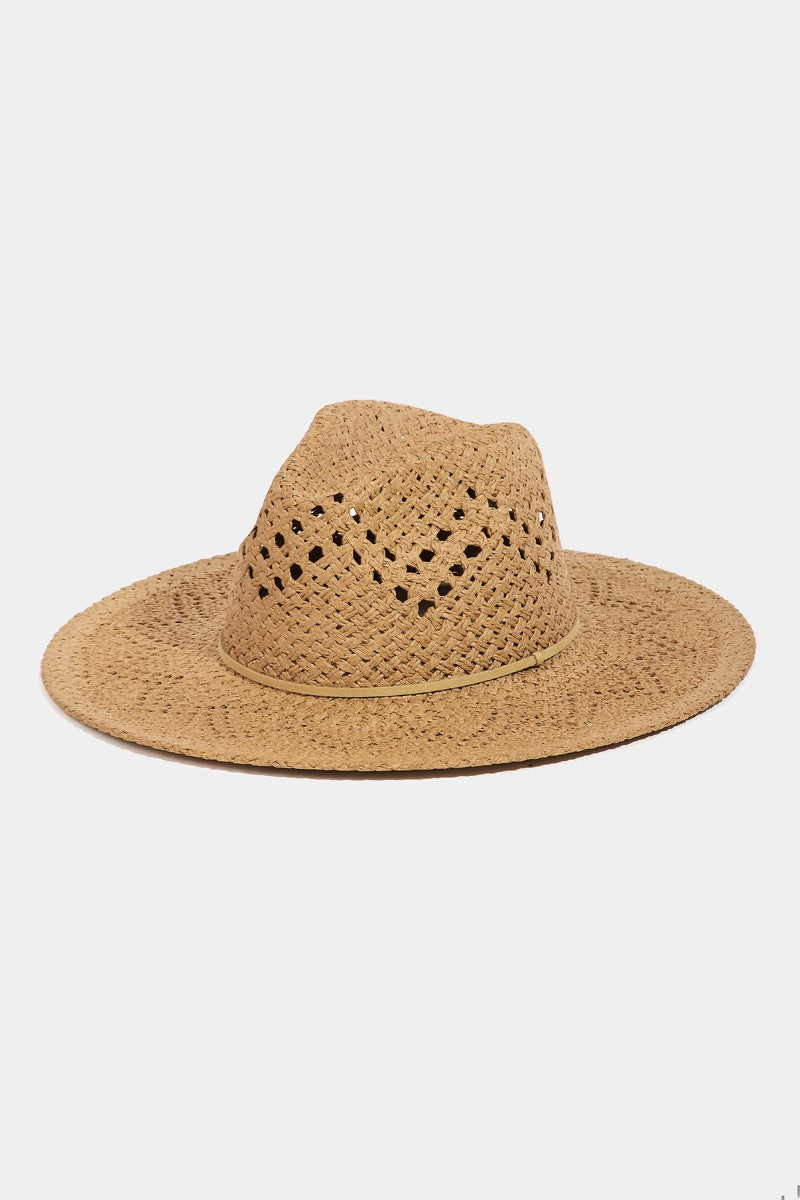 Straw Braided Fedora Hat - Kahki-260 Other Accessories-FAME ACCESSORIES-Coastal Bloom Boutique, find the trendiest versions of the popular styles and looks Located in Indialantic, FL