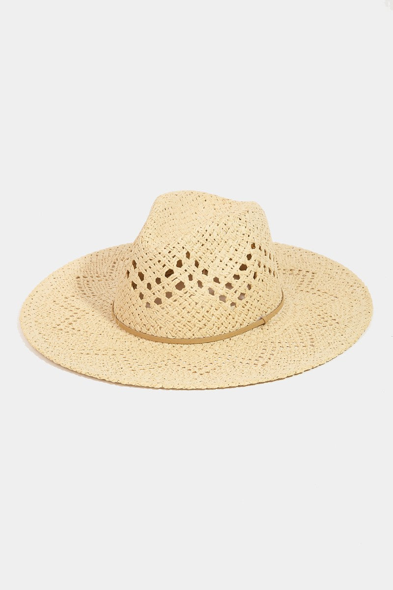 Straw Braided Fedora Hat - Ivory-260 Other Accessories-FAME ACCESSORIES-Coastal Bloom Boutique, find the trendiest versions of the popular styles and looks Located in Indialantic, FL