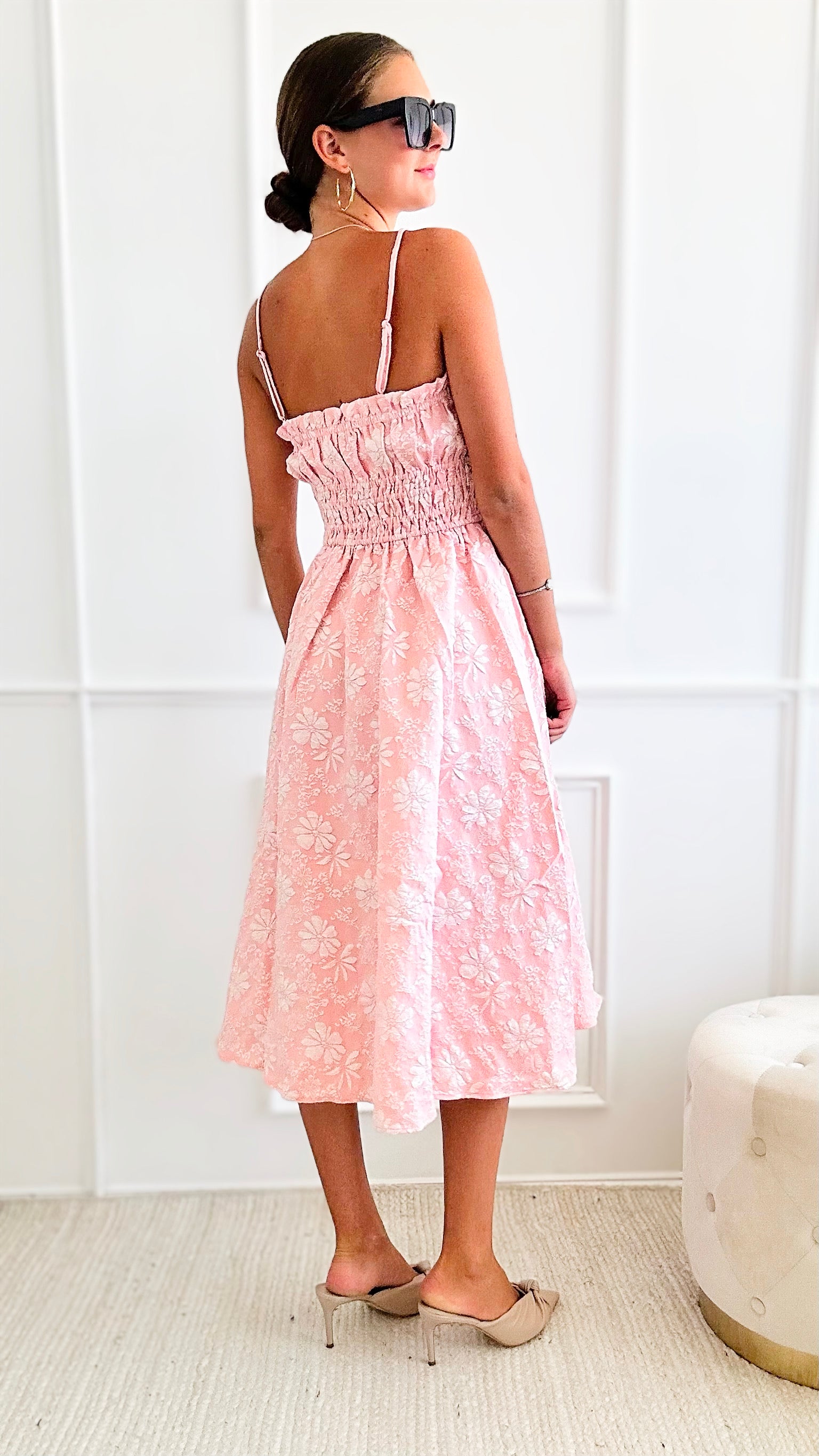 Floral Sleeveless Midi Dress - Pink-200 dresses/jumpsuits/rompers-Rousseau-Coastal Bloom Boutique, find the trendiest versions of the popular styles and looks Located in Indialantic, FL