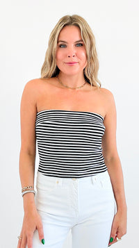Stripe Foldover Tube Top-100 Sleeveless Tops-Blu Pepper-Coastal Bloom Boutique, find the trendiest versions of the popular styles and looks Located in Indialantic, FL