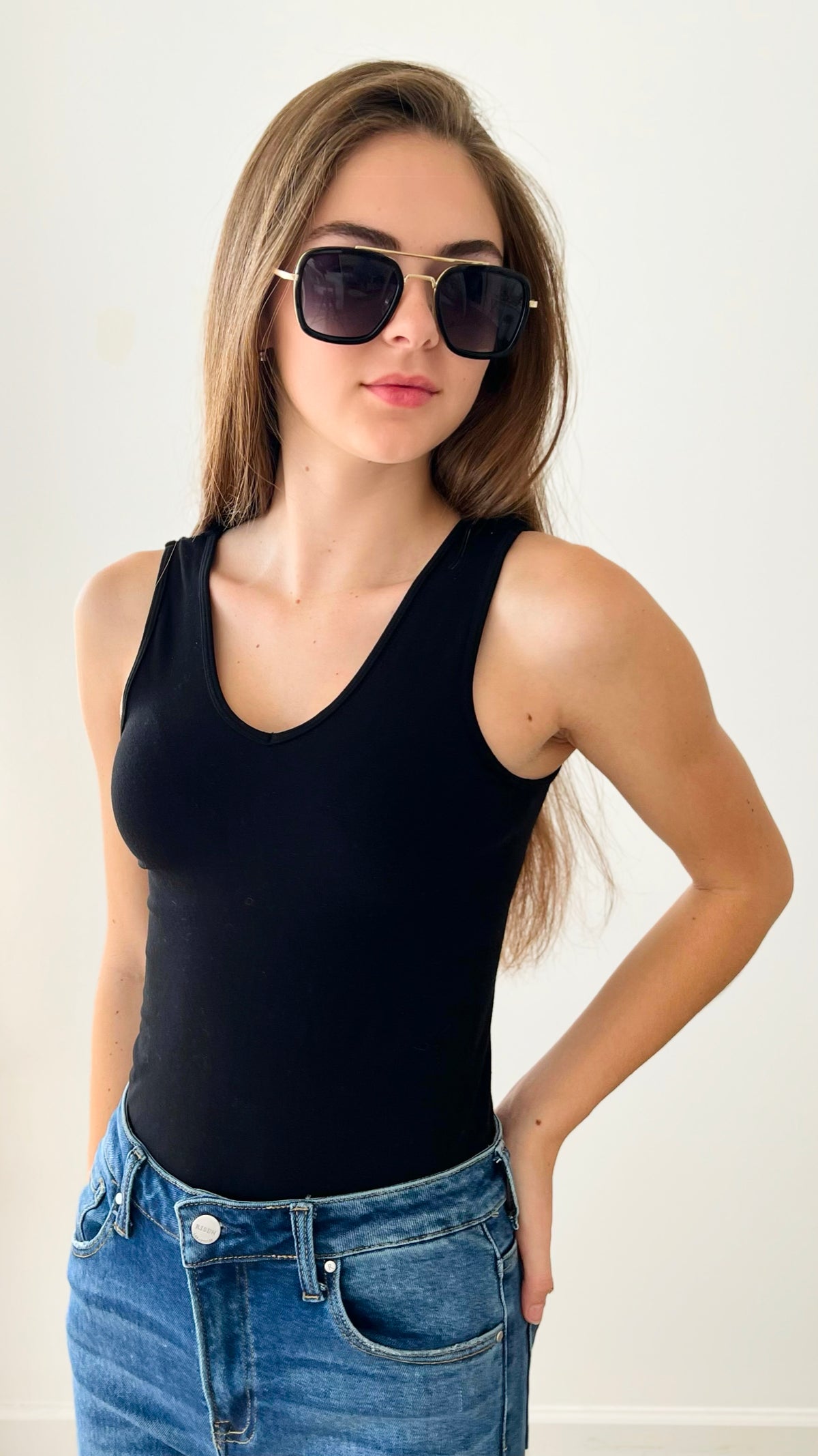 Crazy Beautiful V & Scoop Neck Braless Tank - Black-220 Intimates-Elietian-Coastal Bloom Boutique, find the trendiest versions of the popular styles and looks Located in Indialantic, FL