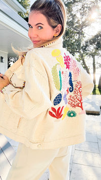 Whispered Trim Textured Jacket-160 Jackets-LA ROS-Coastal Bloom Boutique, find the trendiest versions of the popular styles and looks Located in Indialantic, FL