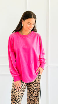 Bubble Pop Relaxed Sweatshirt-130 Long Sleeve Tops-White Birch-Coastal Bloom Boutique, find the trendiest versions of the popular styles and looks Located in Indialantic, FL
