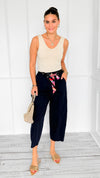 Wrapped Intention Belted Italian Pants- Navy-100 Pants-Italianissimo-Coastal Bloom Boutique, find the trendiest versions of the popular styles and looks Located in Indialantic, FL
