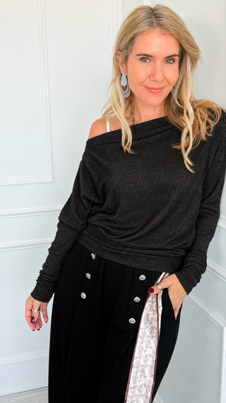 Luciana Lurex Boat Neck Dolman Top