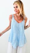 Delicate Daisy Italian Tank - Sky Blue-00 Sleevless Tops-Italianissimo-Coastal Bloom Boutique, find the trendiest versions of the popular styles and looks Located in Indialantic, FL
