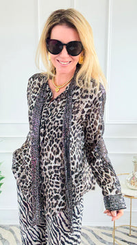 Wild Serenade Tie Neck Top-130 Long Sleeve Tops-LA ROS-Coastal Bloom Boutique, find the trendiest versions of the popular styles and looks Located in Indialantic, FL