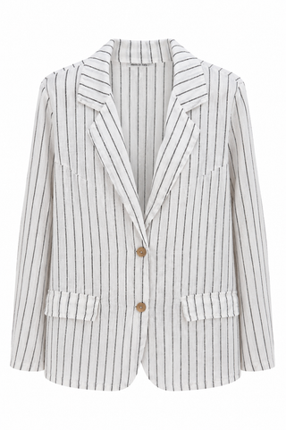 Casual Lines Italian Linen Blazer- White/Black