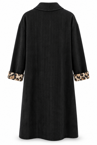 Leopard Italian Long Blazer- Black