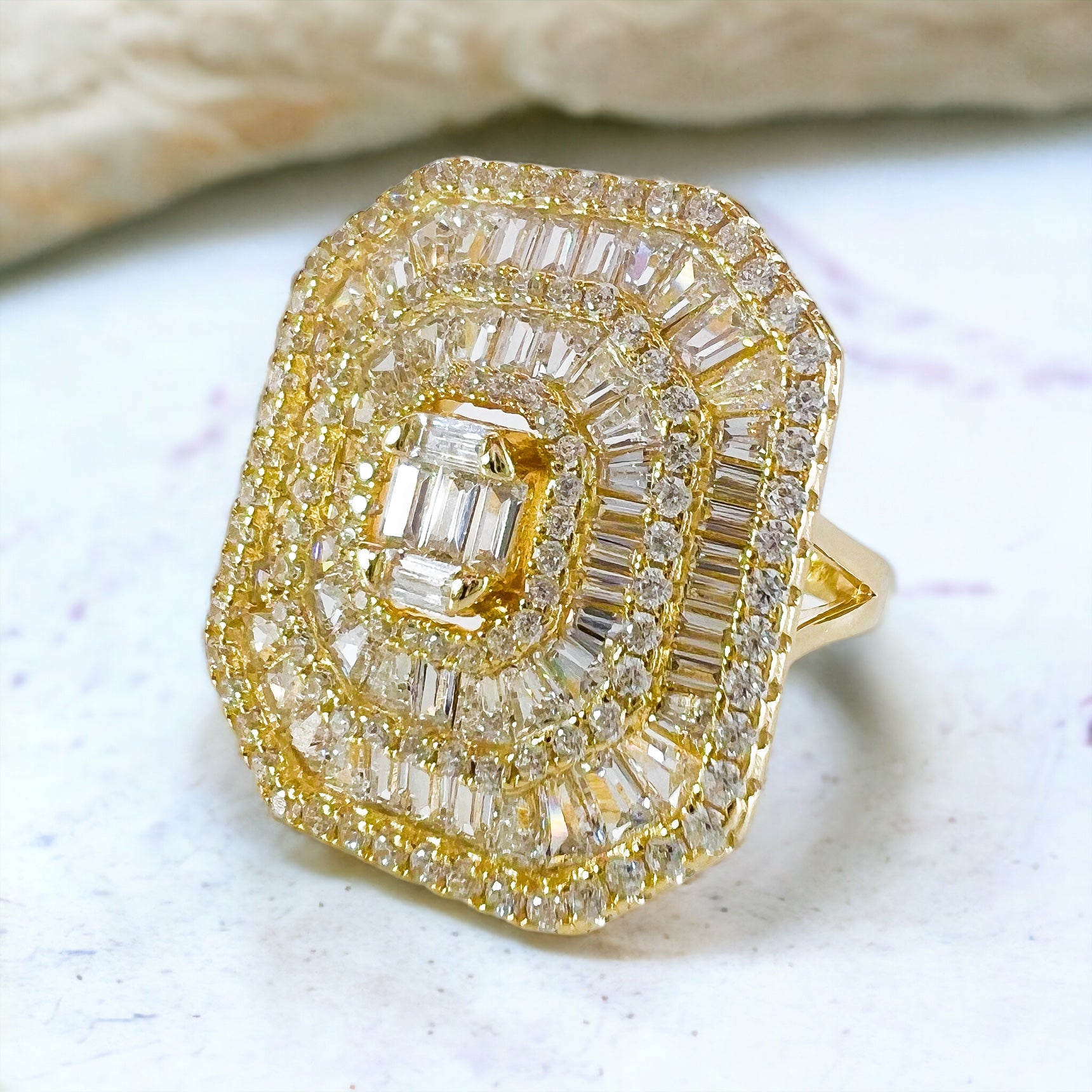 Sterling Silver Mega Medallion Baguette Ring - Gold-230 Jewelry-NYC-Coastal Bloom Boutique, find the trendiest versions of the popular styles and looks Located in Indialantic, FL