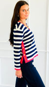 Side Line Spark Button Knit Top-130 Long Sleeve Tops-BIBI-Coastal Bloom Boutique, find the trendiest versions of the popular styles and looks Located in Indialantic, FL