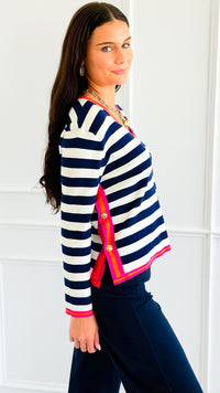 Side Line Spark Button Knit Top-130 Long Sleeve Tops-BIBI-Coastal Bloom Boutique, find the trendiest versions of the popular styles and looks Located in Indialantic, FL
