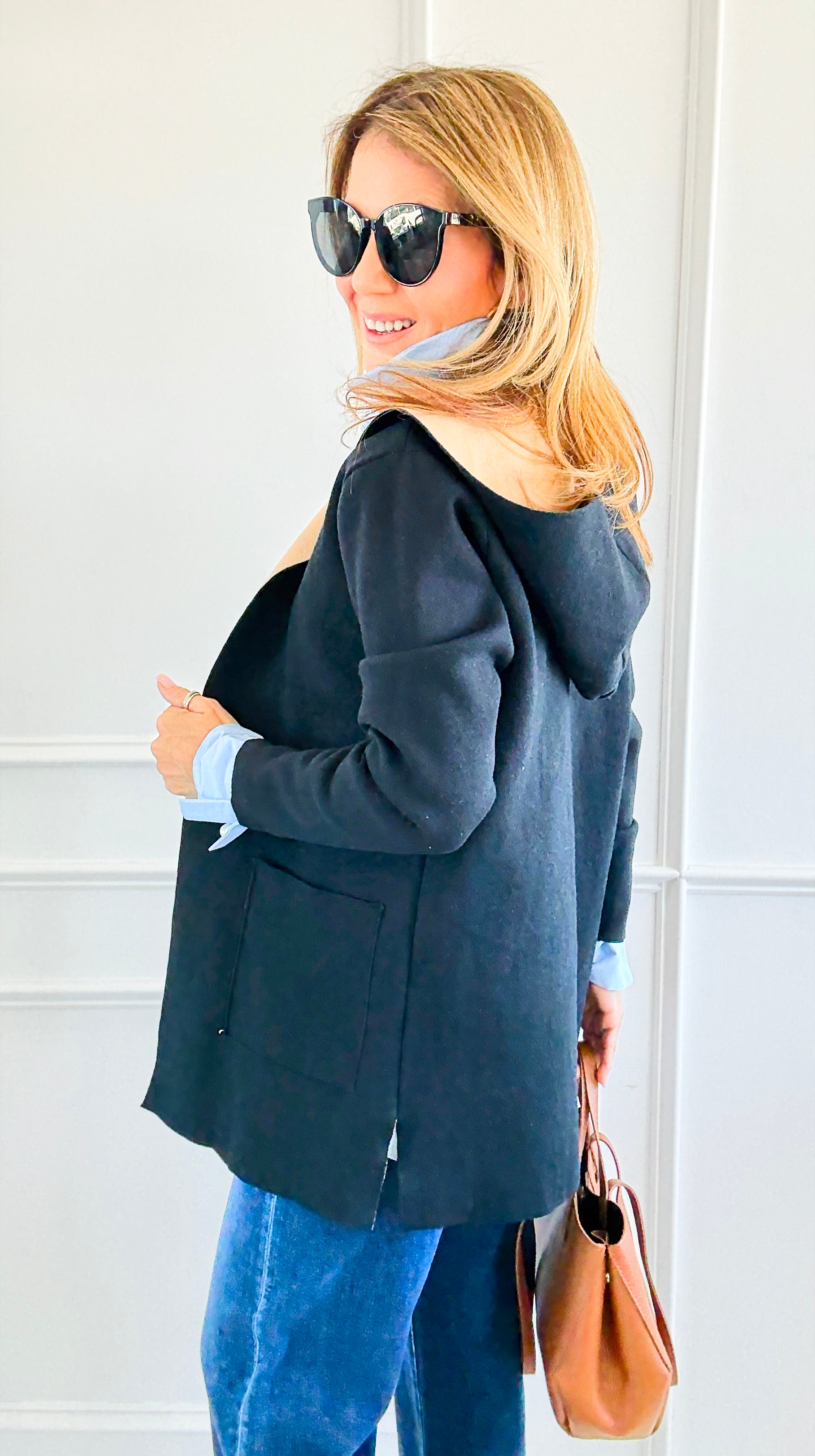 Bonded Color-Blocked Hooded Jacket-160 Jackets-Z STUDIO-Coastal Bloom Boutique, find the trendiest versions of the popular styles and looks Located in Indialantic, FL
